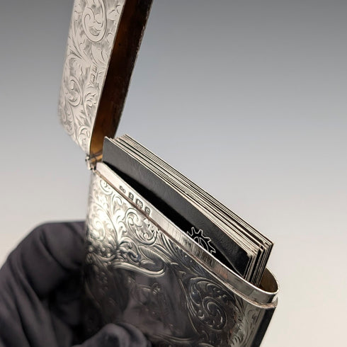 1902年 英国アンティーク 純銀製 カードケース 81g Joseph Rodgers