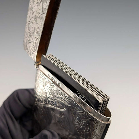 1902 British antique sterling silver card case, 81g, Joseph Rodgers