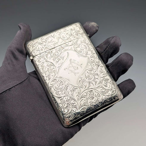 1902 British antique sterling silver card case, 81g, Joseph Rodgers