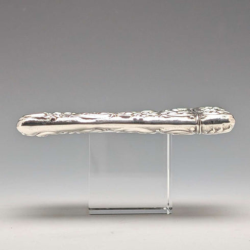 1902 British antique sterling silver embossed card case, 52g, Henry Matthews