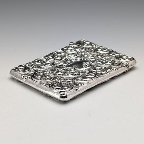 1902年 英国アンティーク 純銀製 浮彫装飾 カードケース 52g Henry Matthews