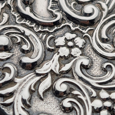 1902年 英国アンティーク 純銀製 浮彫装飾 カードケース 52g Henry Matthews