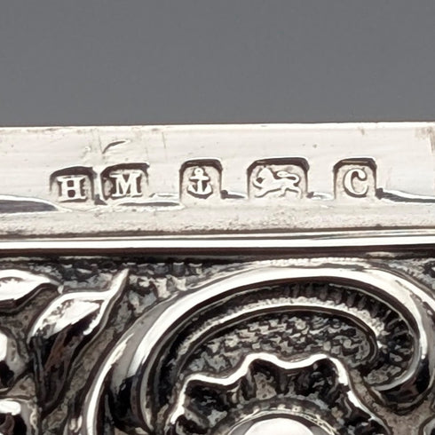 1902年 英国アンティーク 純銀製 浮彫装飾 カードケース 52g Henry Matthews