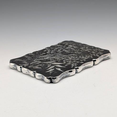 1899 British antique sterling silver card case 64g Robert Thornton