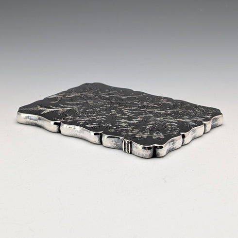 1899 British antique sterling silver card case 64g Robert Thornton