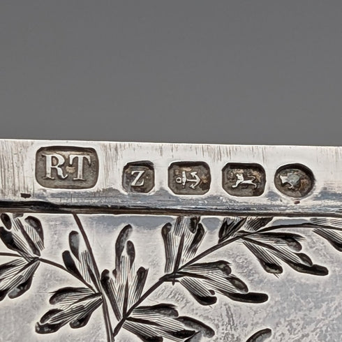 1899 British antique sterling silver card case 64g Robert Thornton