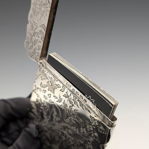 1899 British antique sterling silver card case 64g Robert Thornton