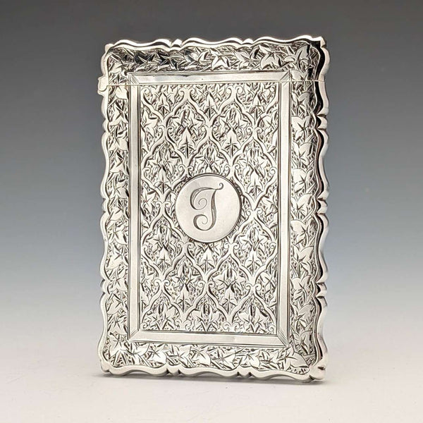 1884 British antique sterling silver card case 56g George Unite