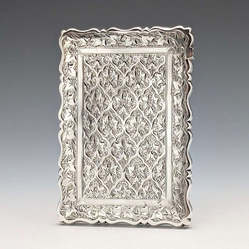 1884 British antique sterling silver card case 56g George Unite