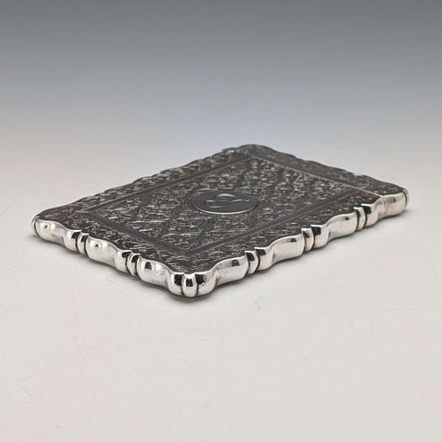 1884 British antique sterling silver card case 56g George Unite