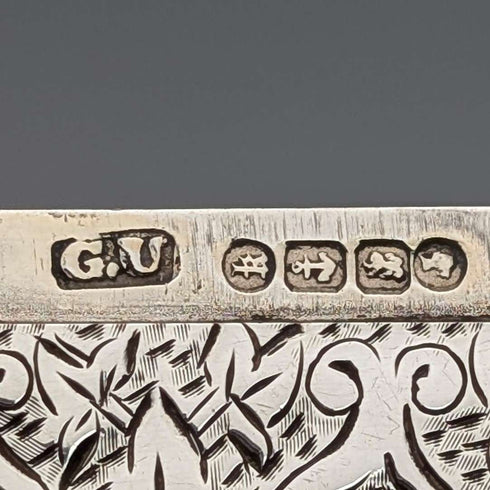 1884 British antique sterling silver card case 56g George Unite