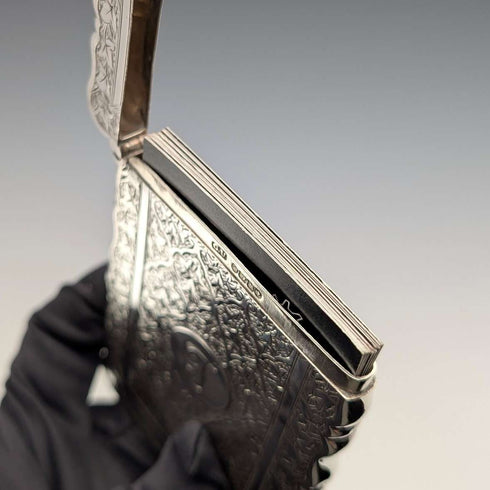 1884 British antique sterling silver card case 56g George Unite