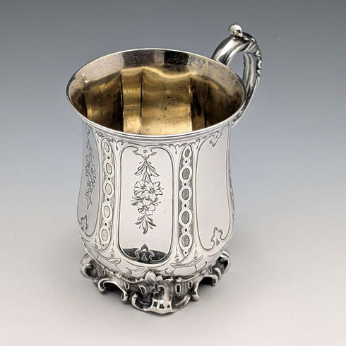 1864 British antique sterling silver mug 131g Edward & John Barnard