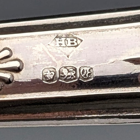 1973 British Vintage Sterling Silver Handle Dessert Fork x6 Harrison Brothers Case Included