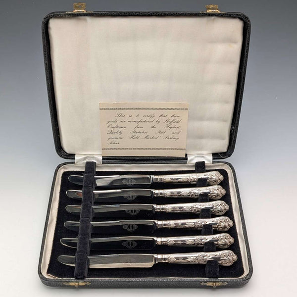1961 年英國復古純銀柄茶刀 x6 含 FB 盒