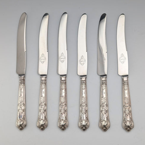 1961 British Vintage Pure Silver Handle Tea Knife x6 FB Case