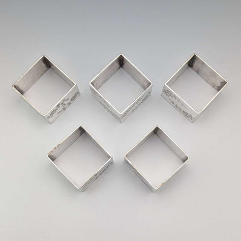 Circa 1900 British antique silver plate napkin rings, set of 5 in case
