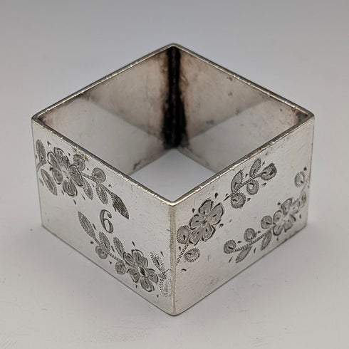 1900年頃 英国アンティーク シルバープレート製 ナプキンリング 5個セット ケース入