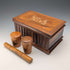 Antique British book-shaped wooden box and set of 3 mauclin items