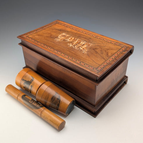 英国アンティーク 本型木製ボックス & モークリンアイテム3個セット