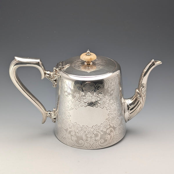 1900 British antique silver plate teapot John Henry Potter