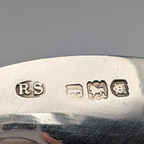 1901 British antique sterling silver tea caddy spoon by Robert Stebbings