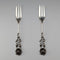 German vintage 835 silver dessert fork pair with rose engraving by August Betz