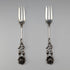 German vintage 835 silver dessert fork pair with rose engraving by August Betz