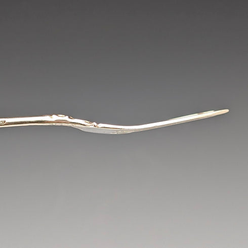 German vintage 835 silver dessert fork pair with rose engraving by August Betz