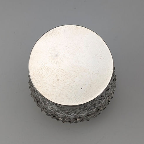 1905年 英国アンティーク 純銀蓋&カットガラス製 インク壺 Colen Hewer Cheshire