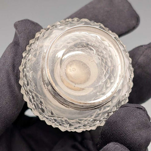 1905 British antique pure silver lid and cut glass inkwell Colen Hewer Cheshire