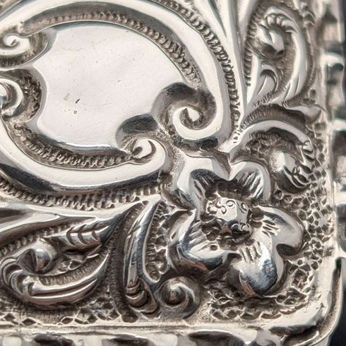 1893 British antique sterling silver fan-shaped box, 14g, Joseph Whitten