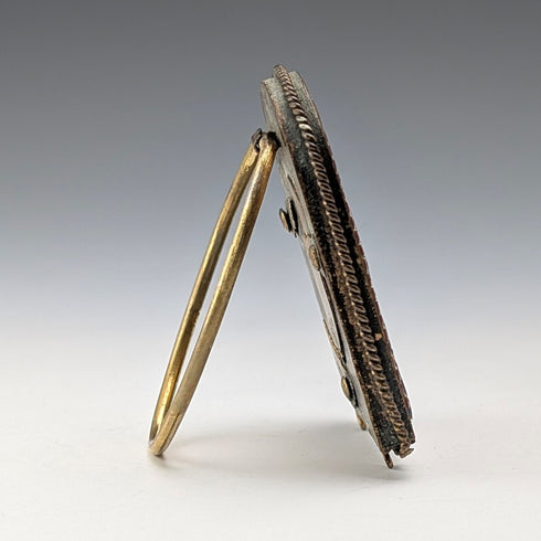 Antique Micro Mosaic Decorated Brass Small Photo Frame, Photo Frame/Portrait