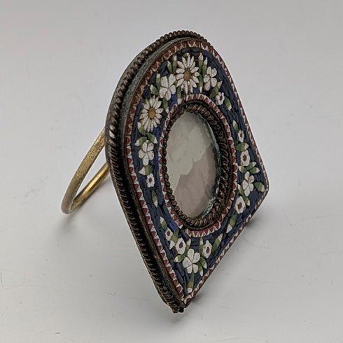 Antique Micro Mosaic Decorated Brass Small Photo Frame, Photo Frame/Portrait