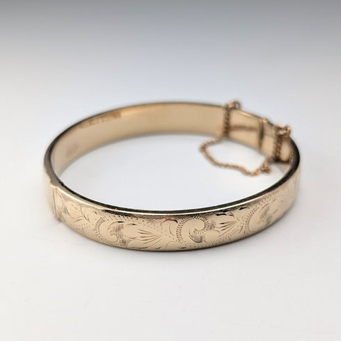 英国ヴィンテージ 9ctゴールドロールドゴールド製 バングル/ブレスレット EXCALIBUR