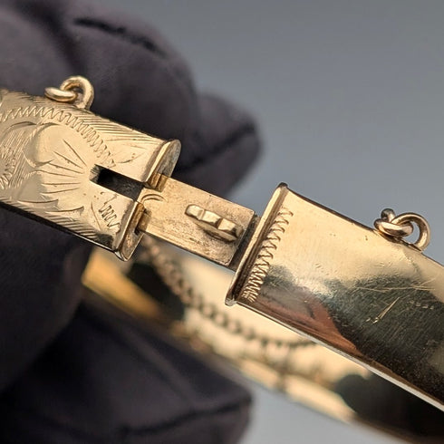 英国ヴィンテージ 9ctゴールドロールドゴールド製 バングル/ブレスレット EXCALIBUR