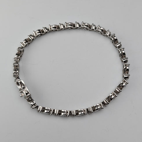 復古純銀和氧化鋯網球風格手鍊