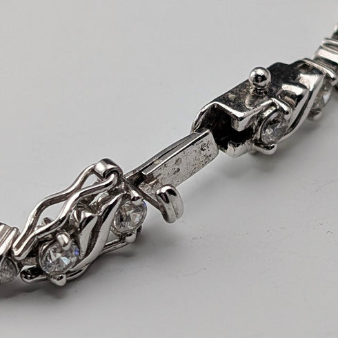 復古純銀和氧化鋯網球風格手鍊