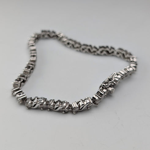 復古純銀和氧化鋯網球風格手鍊