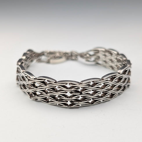 1976 British Vintage Sterling Silver Gate Style Bracelet 27g LC