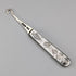 1903 British antique white mother-of-pearl handle, pure silver button hook, Villiers & Jackson