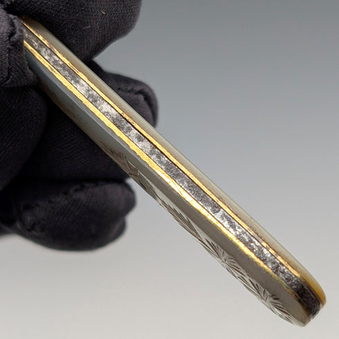 1903 British antique white mother-of-pearl handle, pure silver button hook, Villiers & Jackson