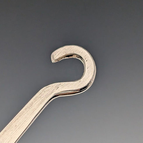 1905 British antique white mother-of-pearl handle pure silver button hook Francis Howard