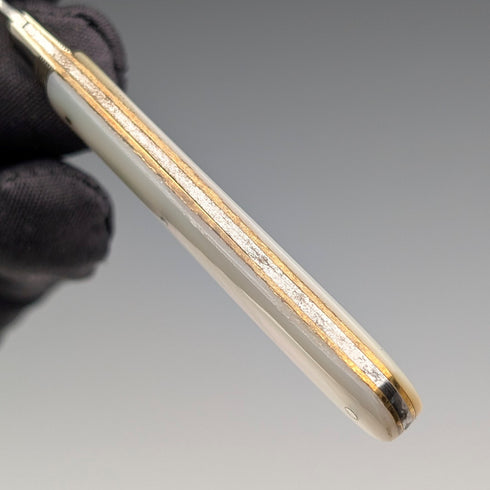 1905 British antique white mother-of-pearl handle pure silver button hook Francis Howard