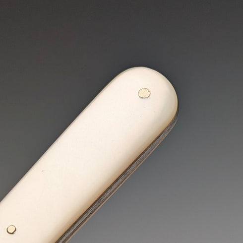 1905 British antique white mother-of-pearl handle pure silver button hook Francis Howard