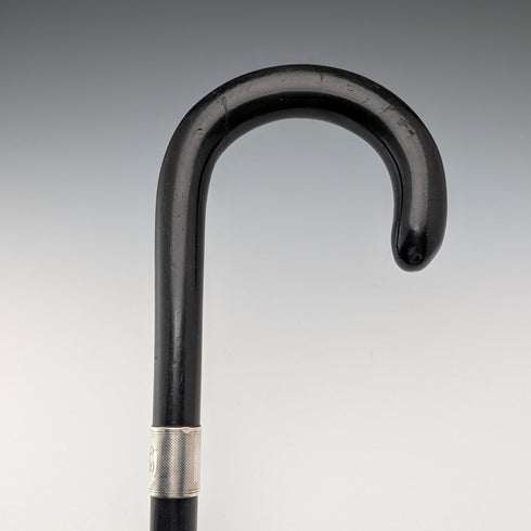 1937 年英國復古男士彎柄純銀裝飾手杖 93 公分 Kendall&Sons