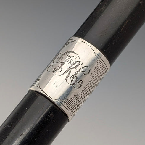 1937 年英國復古男士彎柄純銀裝飾手杖 93 公分 Kendall&Sons