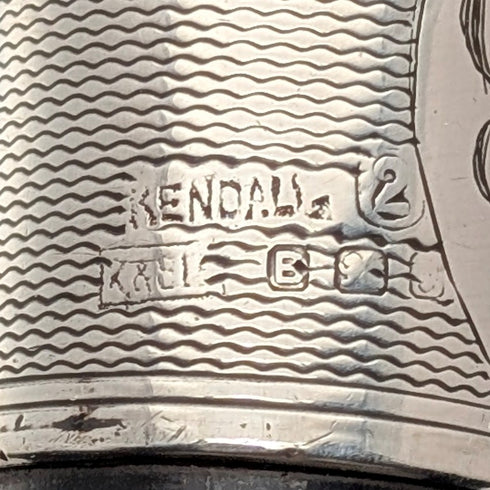 1937 年英國復古男士彎柄純銀裝飾手杖 93 公分 Kendall&Sons