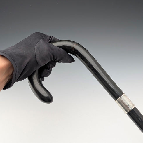 1937 年英國復古男士彎柄純銀裝飾手杖 93 公分 Kendall&Sons