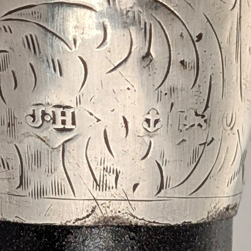 1913 年英國古董男士弧形手柄純銀裝飾手杖 92 公分 J Howell&Co Ltd